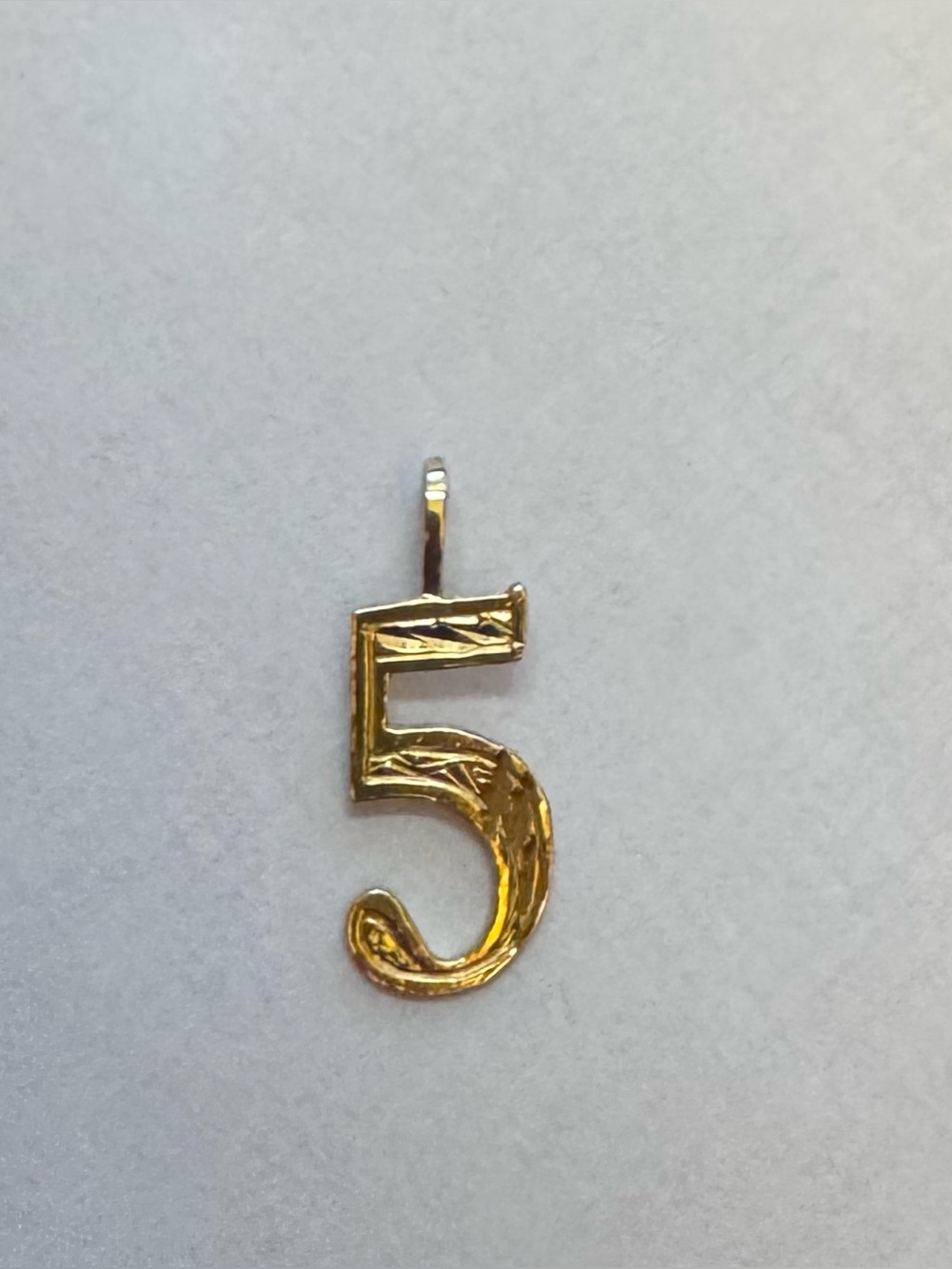 14k Gold Number 5 Pendant Necklace Charm